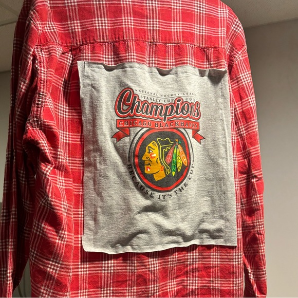 One of a kind button up with blackhawks patch! - Picture 3 of 5